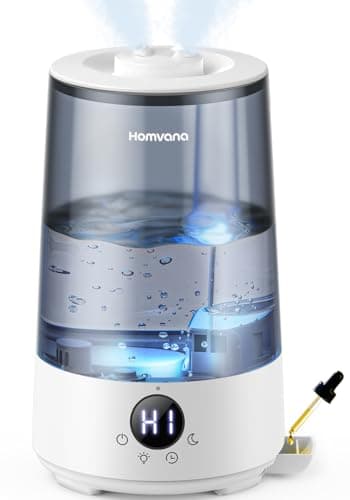Image of Homvana Humidifier for Bedroom, 3.6L Cool Mist Humidifiers, 360° Rotatable Mist, 34H Runtime, Quiet 16dB, Night Light, Air Humidifier for Baby, Plants, Office, Oil Diffuser, Ultrasonic (Grey)