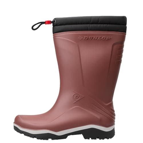 Image of DUNLOP Blizzard - Unisex Winter Safety Insulated Fashion Thermal Boots, Burgundy/Grey/Black, Waterproof and Chemical Resistant PVC Wellies with Fur Lining and Traction Outsole - EU38, UK5
