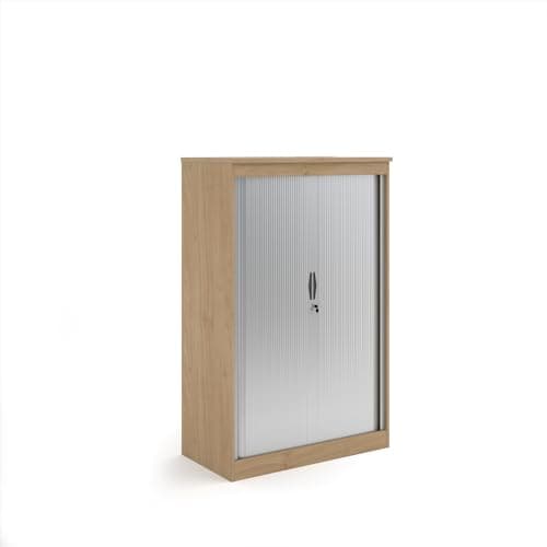 Image of Mr Office Systems horizontal tambour door cupboard - 1600mm high, Kendal Oak