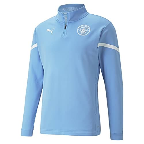 Image of PUMA mens Mcfc Prematch 14 Zip Top Sweater, Team Light Blue-puma White, XL
