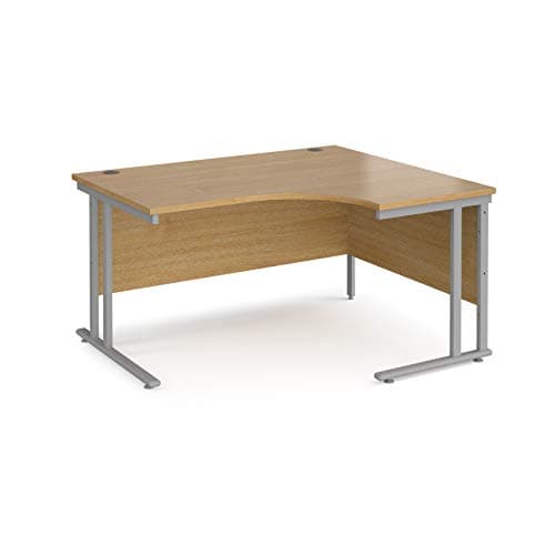 Image of Mr Office Maestro 25 right hand ergonomic desk - silver cantilever leg, Oak, 1400