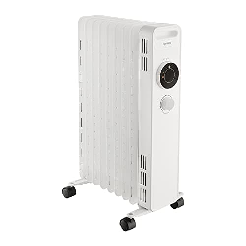 Image of Igenix IG2620 Oil Filled Radiator, 2kW/2000W 9 Fin Electric Low Energy Heater with 3 Adjustable Heat Settings & Overheat Protection, 2000 W, White