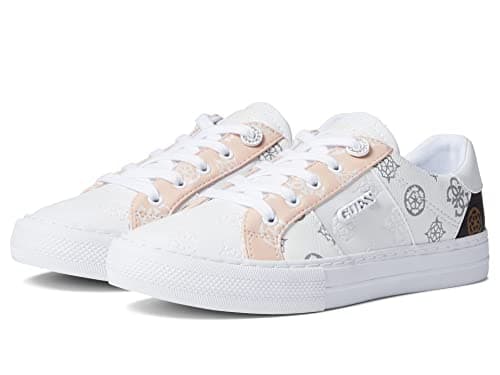 Image of GUESS Women's Loven Sneaker, White/Pink 680, 5 UK