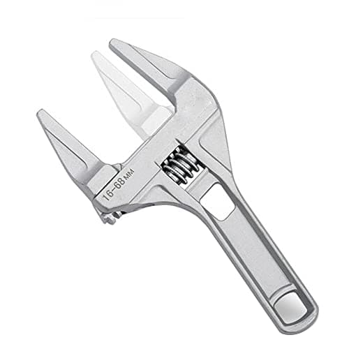 Image of Wress Adjustable Spanner Wrench – Wide Jaw Lightweight Aluminium Alloy Spanner with 6–68mm Opening – Heavy Duty Short Handle Hand Shifting Spanner for Plumbing, Washbasins, Nuts & Bolts