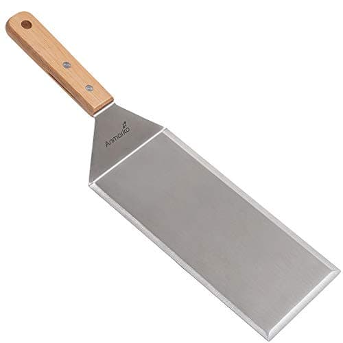 Image of Stainless Steel Metal Griddle Spatula - Hamburger Turner Scraper - Pancake Flipper - Great for BBQ Grill and Flat Top Griddle - Commercial Grade