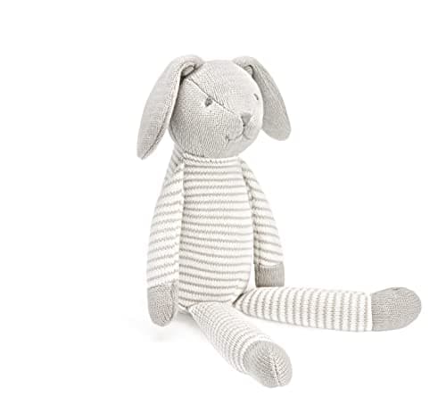 Image of Mousehouse Gifts - Medium Grey Rabbit Soft Toy Plush, Knitted Bunny Teddy Bear for Children and Babies