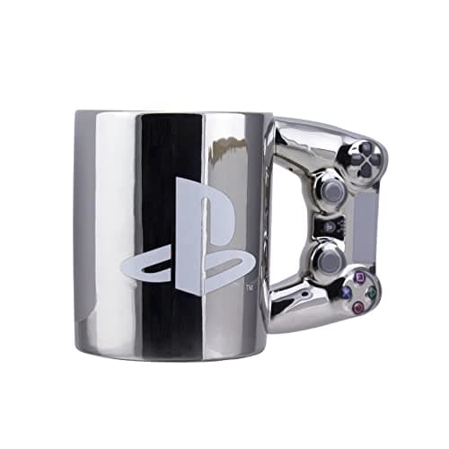 Image of PlayStation Paladone DS4 Silver Controller Mug, Ceramic Coffee Mug for Gamers, 550 ml, Multicolored, PP9388PS