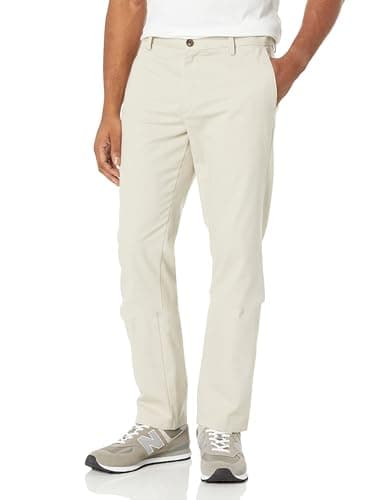 Image of Amazon Essentials Men's Slim Fit Wrinkle-Resistant Flat-Front Work Chino Trousers, Stone, 30W / 28L