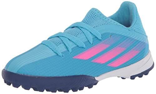 Image of adidas X Speedflow.3 Turf Soccer Shoe, Sky Rush/Team Shock Pink/White, 5.5 US Unisex Big Kid