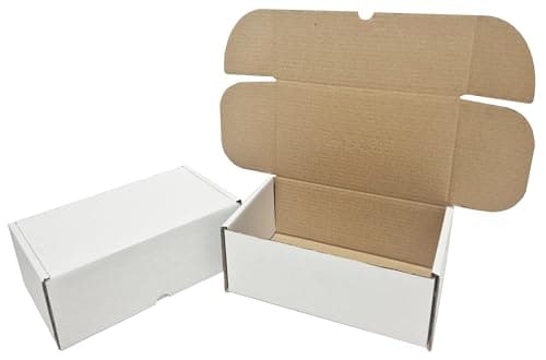 Image of Pack of 50 Die Cut Postal Mailing Cardboard Boxes White (250 x 150 x 100mm)