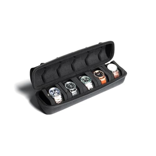 Image of AUKURA Hard Watch Travel Case, 5 slot Watch Roll Case Storage and Organizer for Men and Women, with anti-move watch pillow