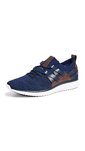 Image of Cole Haan Men's Grand Motion Stitchlite Woven Trainers, Blue Navy Ink Peony Knit British Tan Optic White Navy Ink Peo Kt Br Black Black, 10 UK