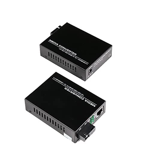 Image of 2 Pack SC Single Mode Gigabit Ethernet Media Converter 10/100/1000Mbps Bi-Directional Single-Mode SC Fiber Ethernet Converter up to 20km RJ-45 Port 10/100Base-TX to 100Base-FX 1310-nm