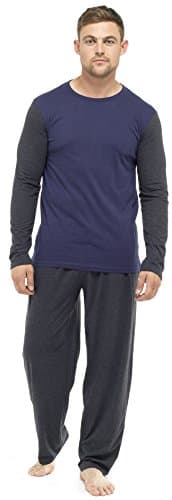 Image of MARK KLEIN Mens pyjamas loungewear sets pjs Nightwear Sleepwear mens pjs gifts for him dad cotton set pajamas for Man sets S M L XL XXL Navy/Grey