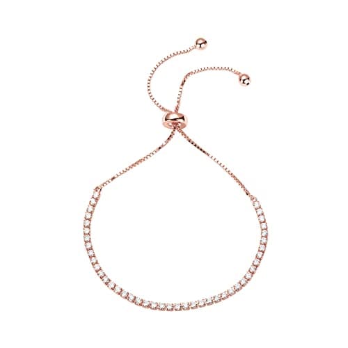 Image of PAVOI 14K Gold Plated Cubic Zirconia Classic Tennis Bracelet for Women in Rose Gold