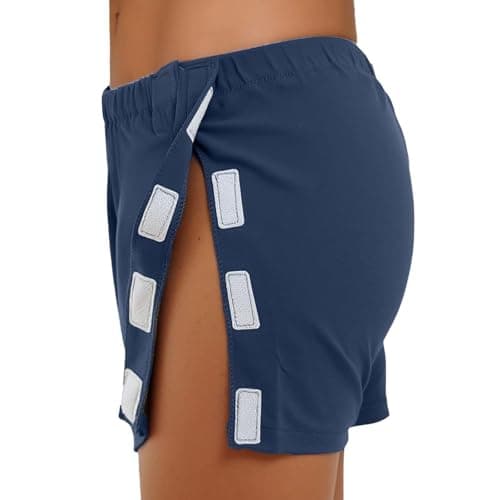 Image of Boxer Shorts Men's Side Opening Tear-Off Care Underwear for Men After Surgery, Plain Cotton Briefs for Elderly, Easy to Put on and Take Off, blue, M