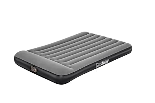 Image of Bestway Airbeds Flocked Aeroluxe Quick Inflation Indoor Air Mattress with Built-In Pump/Pillow and Travel Bag, Grey, Double