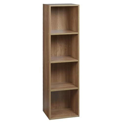 Image of URBNLIVING Tier Wooden Bookcase Shelving Display Storage Shelf Unit Wood Shelves (Oak, 4 Shelf)