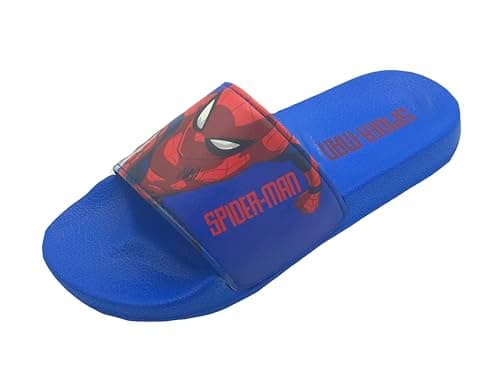 Image of Marvel Spider-Man, Boys, Girls Kids Spiderman Pool Sliders, Flip Flops, Beach Sandals, Blue, Size 10