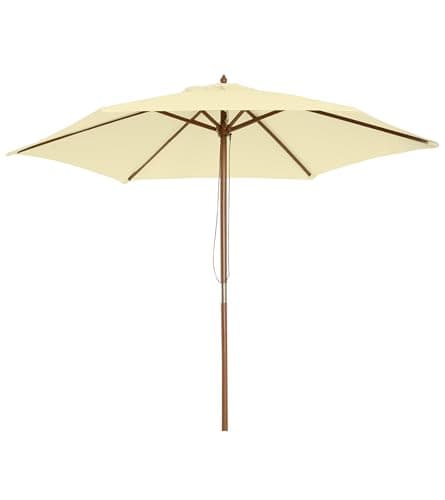 Image of Outsunny 2.5m Wood Garden Parasol Sun Shade Patio Outdoor Wooden Umbrella Canopy Cream White