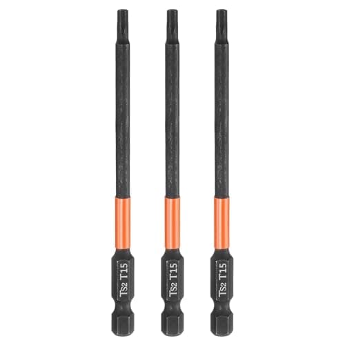 Image of sourcing map 3pcs T15 Torx Head Screwdriver Bit 4" (100mm) Long 1/4" Hex Shank Magnetic No Hole Tamper Proof 6 Point Star Screw Driver Drill Bits Phosphate S2 Steel Industrial Power Tools