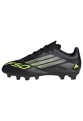 Image of adidas Unisex Kids F50 Club Firm Ground/Multi Ground Football Boots Kids, Core Black/Iron Metallic/Lucid Lemon, 3 UK