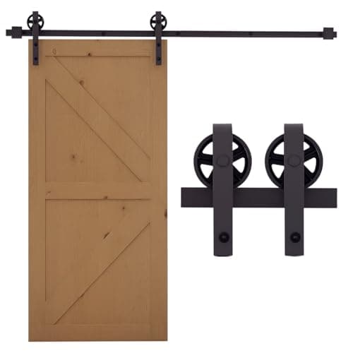 Image of HOMCOM 183CM/6FT Modern Sliding Door Kit, Barn Door Closet Hardware Track Kit Track System Unit for Single Wooden Door 6FT/1830mm