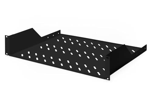 Image of Digitus Shelf for fixed installation - 19-inch - 2U - Front mounting - Load capacity 25 kg - For network and server cabinets - From 450 mm cabinet depth - Black