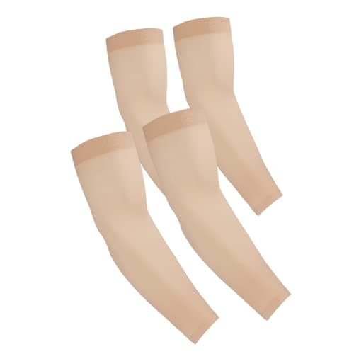 Image of Y·J Back Home Compression Arm Warmers, UPF 50+ Tattoo Cover Unisex Non-Slip Sleeves for Basketball Football, beige, XL