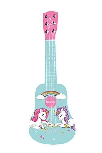 Image of Lexibook, Unicorn, My First Wooden Guitar, 6 strings, 53 cm, manual included, Pink/Blue, K205UNI