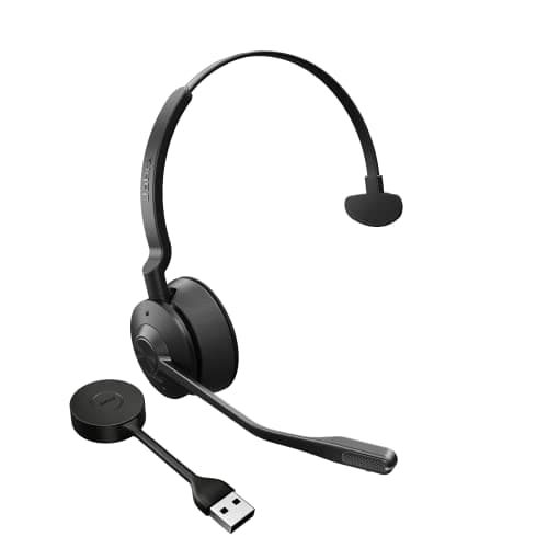 Image of Jabra Engage 55 Mono Wireless Headset with Link 400 USB-A DECT Adapter - Noise-Cancelling Mic, Extensive Range - Certified for Google Meet and Zoom, works with all other leading platforms - Black