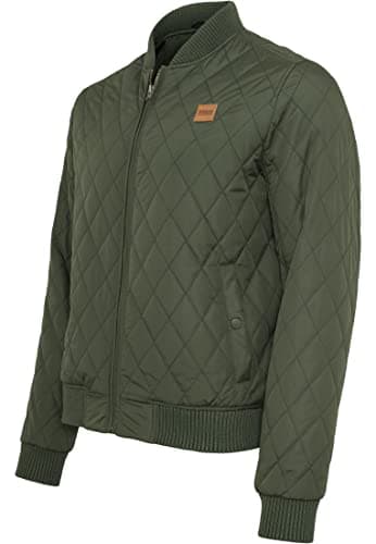 Image of Urban Classics Men's Diamond Quilt Nylon Jacket - Green - Medium