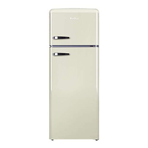 Image of Amica FDR2213C Fridge Freezer Retro Style Freestanding 55 Centimeter Wide A Plus Energy Rating 40dB Noise Level 164 Litre Net Fridge Capacity (Cream)