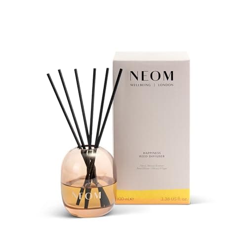 Image of NEOM Happiness Reed Diffuser, 100ml | Neroli, Mimosa & Lemon I Lasts 12 weeks I Pure Essential Oils I 100% Natural I Refillable & Reusable