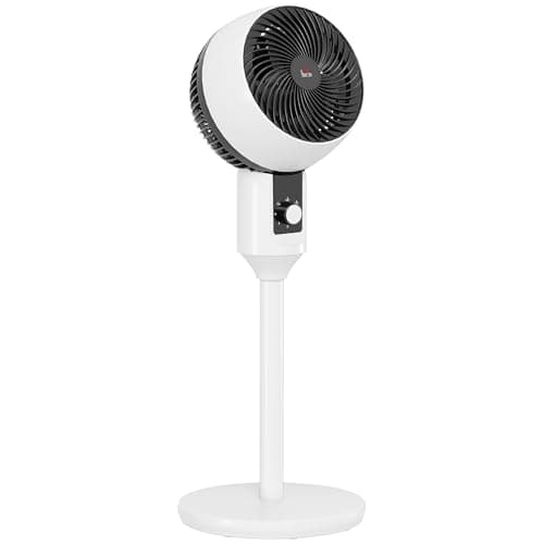 Image of HOMCOM 9'' Air Circulator Fan 3 Speed, 70° Oscillation 90° Vertical Tilt, Carry Handle, Standing Fan, Pedestal Fan for Living Room, Bedroom, Office, White and Black