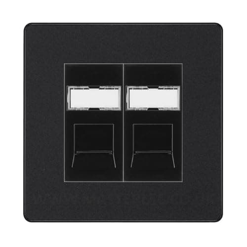 Image of BG Evolve Matt Black Double 2 Gang RJ45 Data Socket Black Inserts PCDMBRJ452