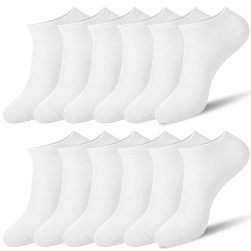 Image of Zuimei 10 Pairs Mens Trainer Socks No Show Ankle Socks Invisible Low Cut Cotton Sock Breathable Summer Sports Running Sock for Men, Size 6-10(White)