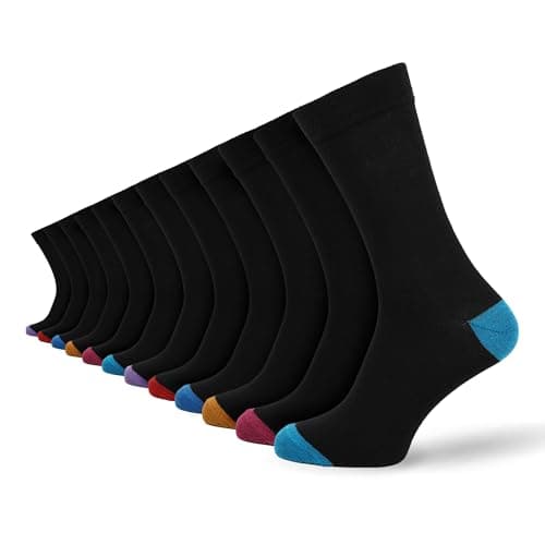 Image of Socksmad Men’s 12-Pack Cotton-Rich Work Socks - Soft, Breathable, Durable Everyday Wear with Reinforced Heel & Toe, All-Day Comfort, Secure Fit, Odor Control, Stay Fresh - Designed in England (SM1861)