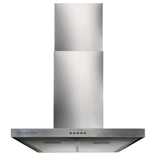 Image of Russell Hobbs Chimney Cooker Hood 60cm T-Shaped Kitchen Extractor Fan in Stainless Steel, 3 Speed Settings & LED Light Extraction & Recirculation Features, 2 x Washable Aluminium Filters RHTCH600B1SS