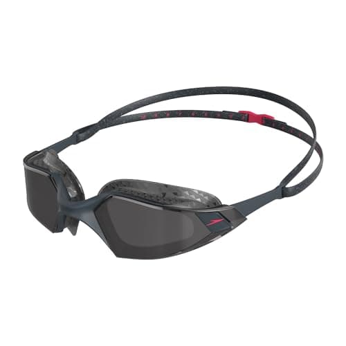 Image of Speedo Unisex-Adult Aquapulse Pro Swimming Goggles | Anti-fog | Anti-mist | Anti-leak Goggles, Oxid Grey/Phoenix Red/Smoke, One Size