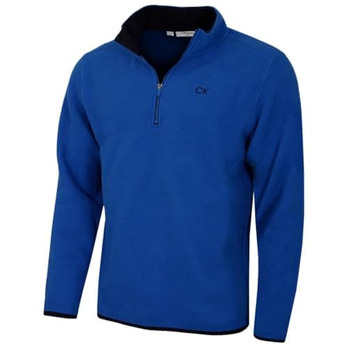 Image of Calvin Klein Mens Polar Fleece 1/2 Zip Sweater - Royal - XXXL