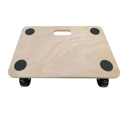 Image of Move-It Platform Dolly With Grip Pads, Heavy-Duty Anti-Slip Transport Roller Trolley For Moving Furniture & Equipment, 180kg Load Capacity, Wooden (45 x 30cm)