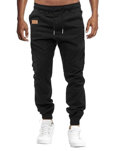 Image of VMSUCIJ Mens Cargo Trousers Joggers for Men UK Work Trousers Outdoor Pants Cotton Chinos Regular Fit Multi-Pocket,Black 01,L