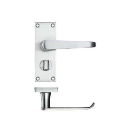 Image of Golden Grace Victorian Lever Latch Handle Privacy Bathroom Toilet Handle Brushed Satin Chrome Finish