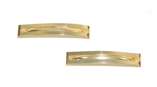 Image of Pair of Double Straight Bar Clip-in End Barrettes, Hair Slides. (Gold)