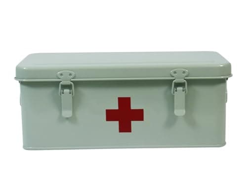 Image of Xbopetda First Aid Medicine Box, First Aid Kit Supplies Bin, Metal Medicine Storage Tin, First Aid Empty Box with Safety Lock for Home Emergency Tool Set-Green
