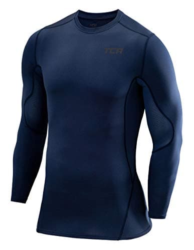 Image of TCA Men's SuperThermal Compression Base Layer Top Long Sleeve Thermal Under Shirt - Navy Eclipse, M
