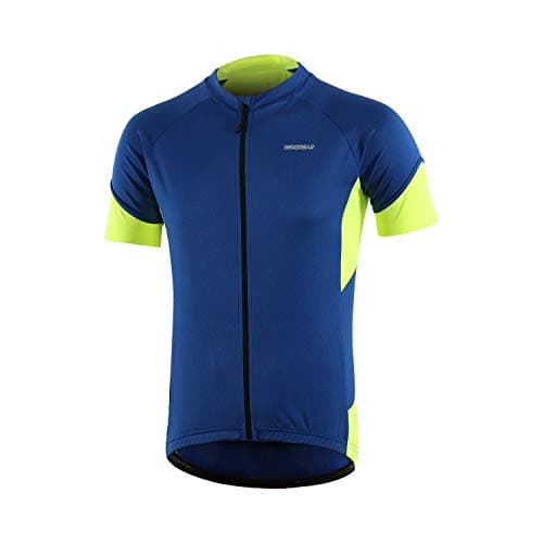 Image of BERGRISAR Men's Cycling Jersey Tops Short Sleeves MTB Jersey Breathable Quick-Dry Mountain Bike Bicycle Clothing BG650 Blue Size Large