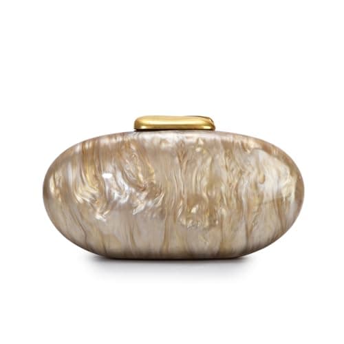 Image of Jywmsc Acrylic Shell Clutch Purse for Women Formal Wedding Evening Bag Oval Marbling Shoulder Handbag for Bride Party