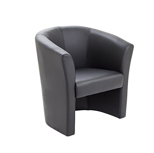 Image of Office Hippo Tub Reception Armchair - Black Faux Leather